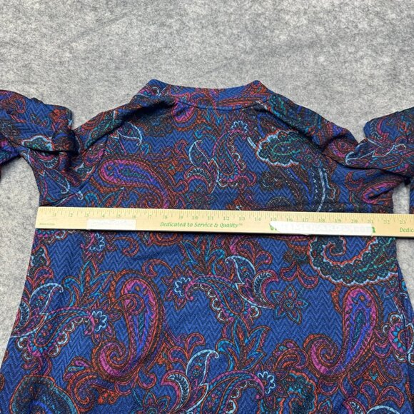 Susan Graver Cardigan Womens Plus 1X Blue Red Paisley Open Duster Stretch - Picture 8 of 10